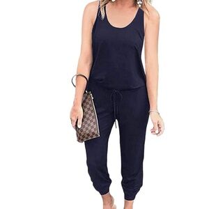 ReoRia Black Sleeveless Tank Jumpsuit with Pockets - Size S